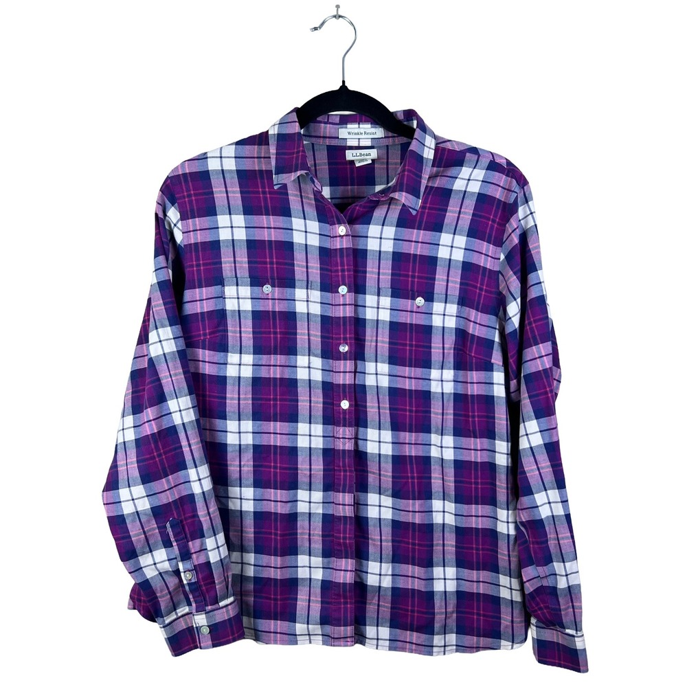 L.L. Bean Plaid‎ Shirt 2010s Women S Petite Gorpcore Preppy Merino Wool
